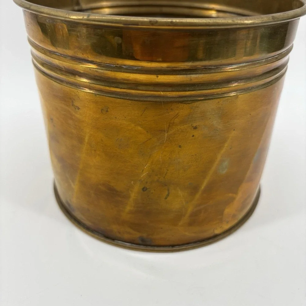 Vintage Brass Container Planter Plant Pot Flower Patina 6.5